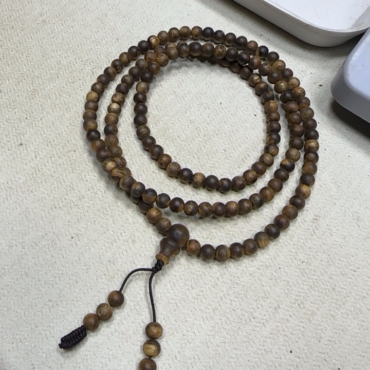 沉香手串奇楠沉香圆珠长串0.5-11虫漏