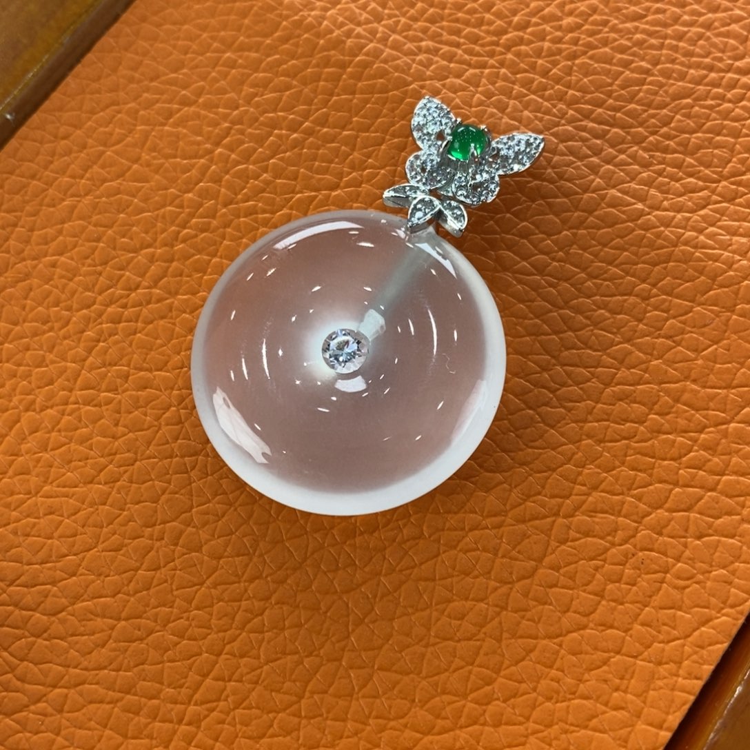 石英质玉吊坠(赠链)银S925镶嵌