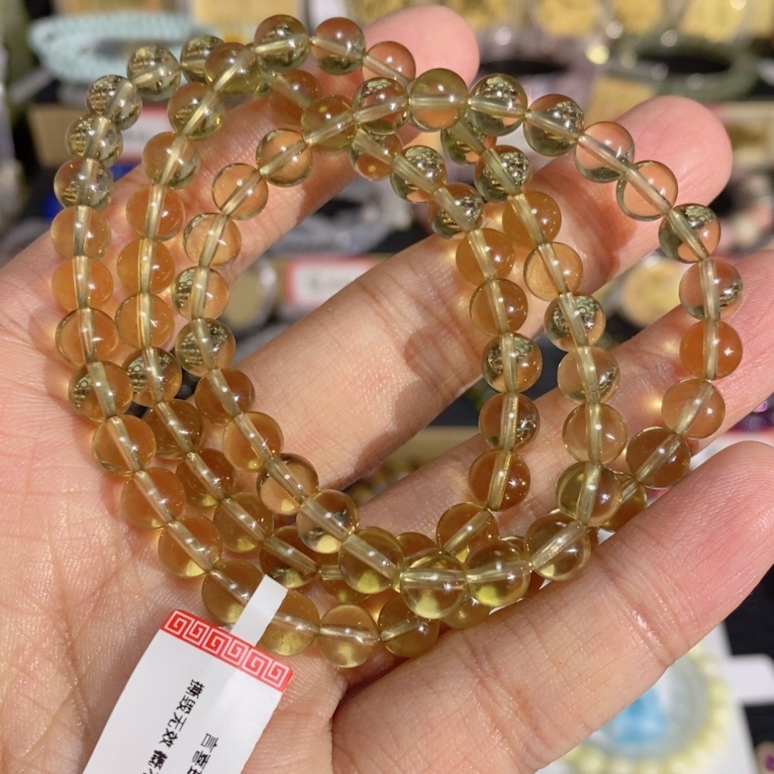 水晶手绳未镶嵌利比亚黄水多圈