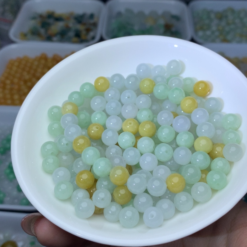 【闪购商品】翡翠手链未镶嵌卡7加冰三彩13颗 手链拍2单