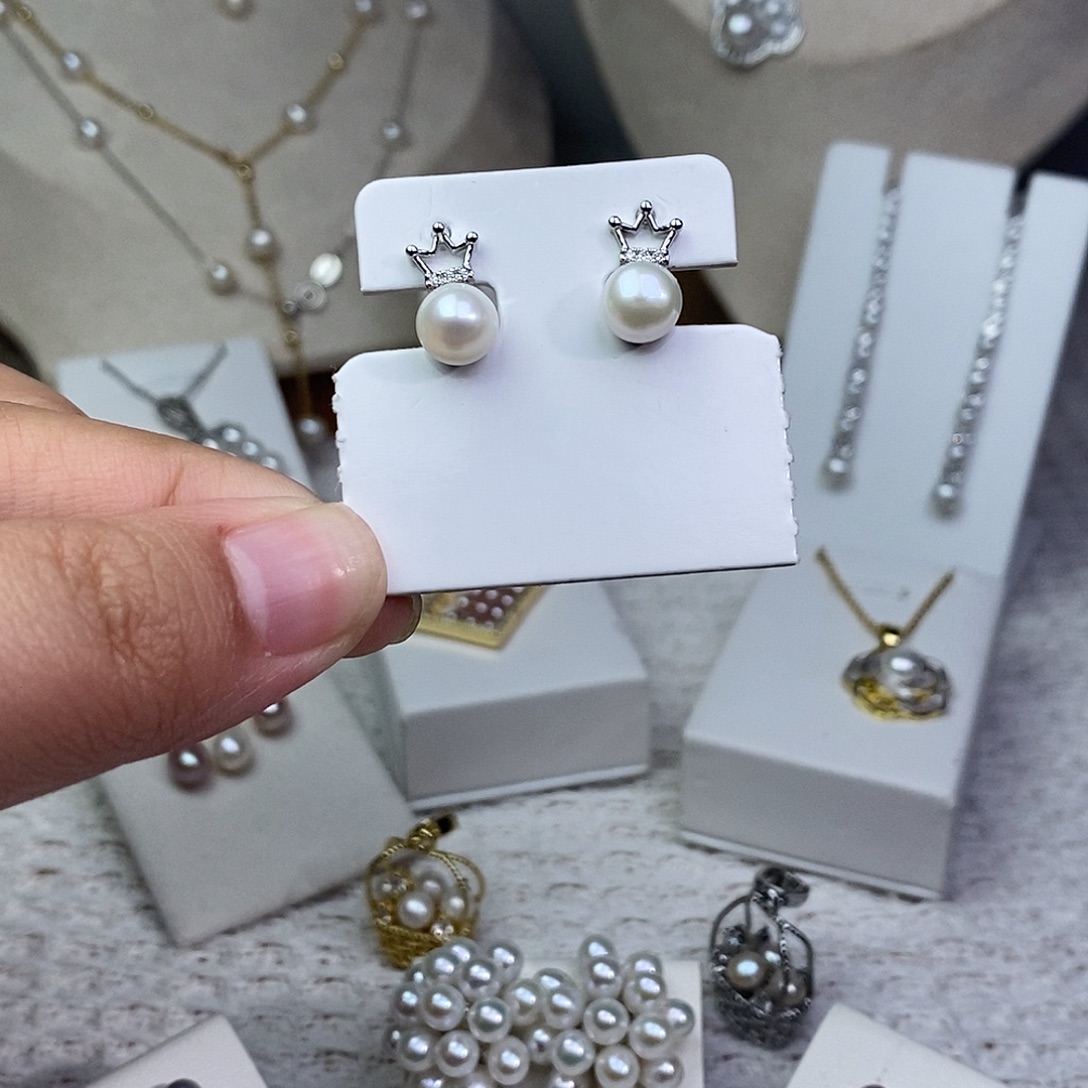 银S925镶嵌耳饰淡水珍珠
