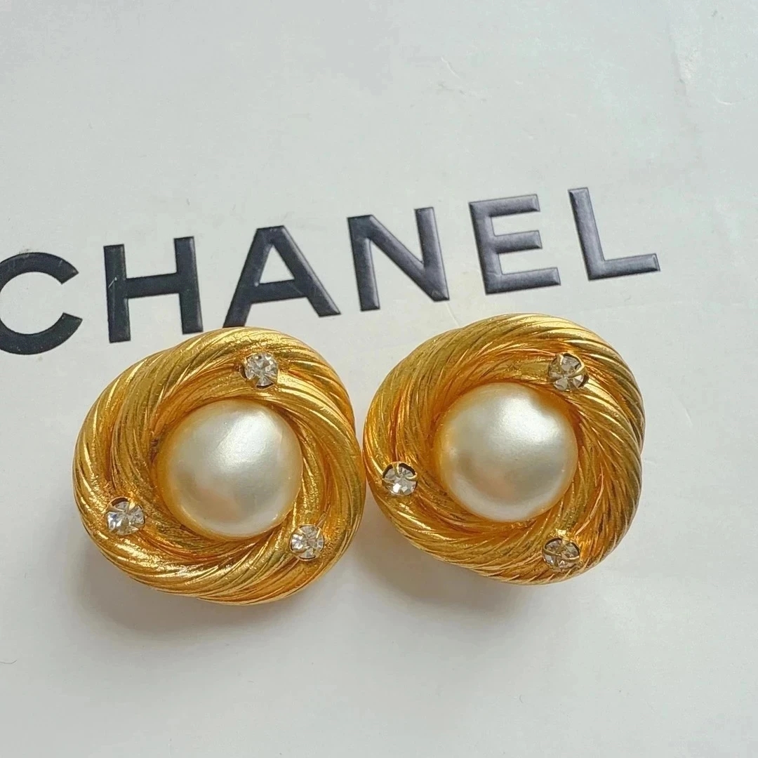 95新 Chanel/香奈儿 Chanel vintage香奈儿中古鸟窝珍珠耳夹