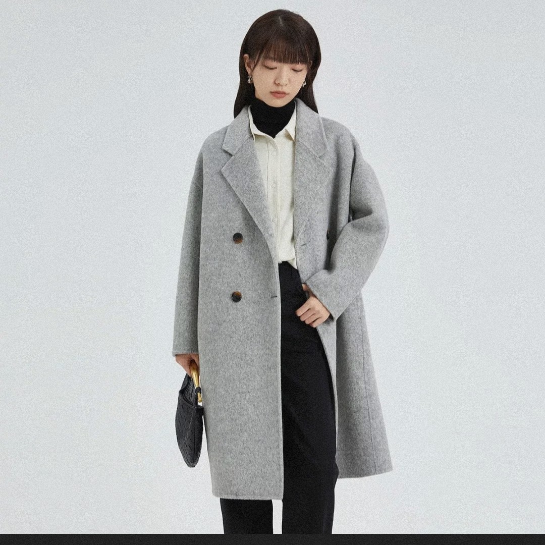 简约百搭大牌双面呢100%羊毛大衣