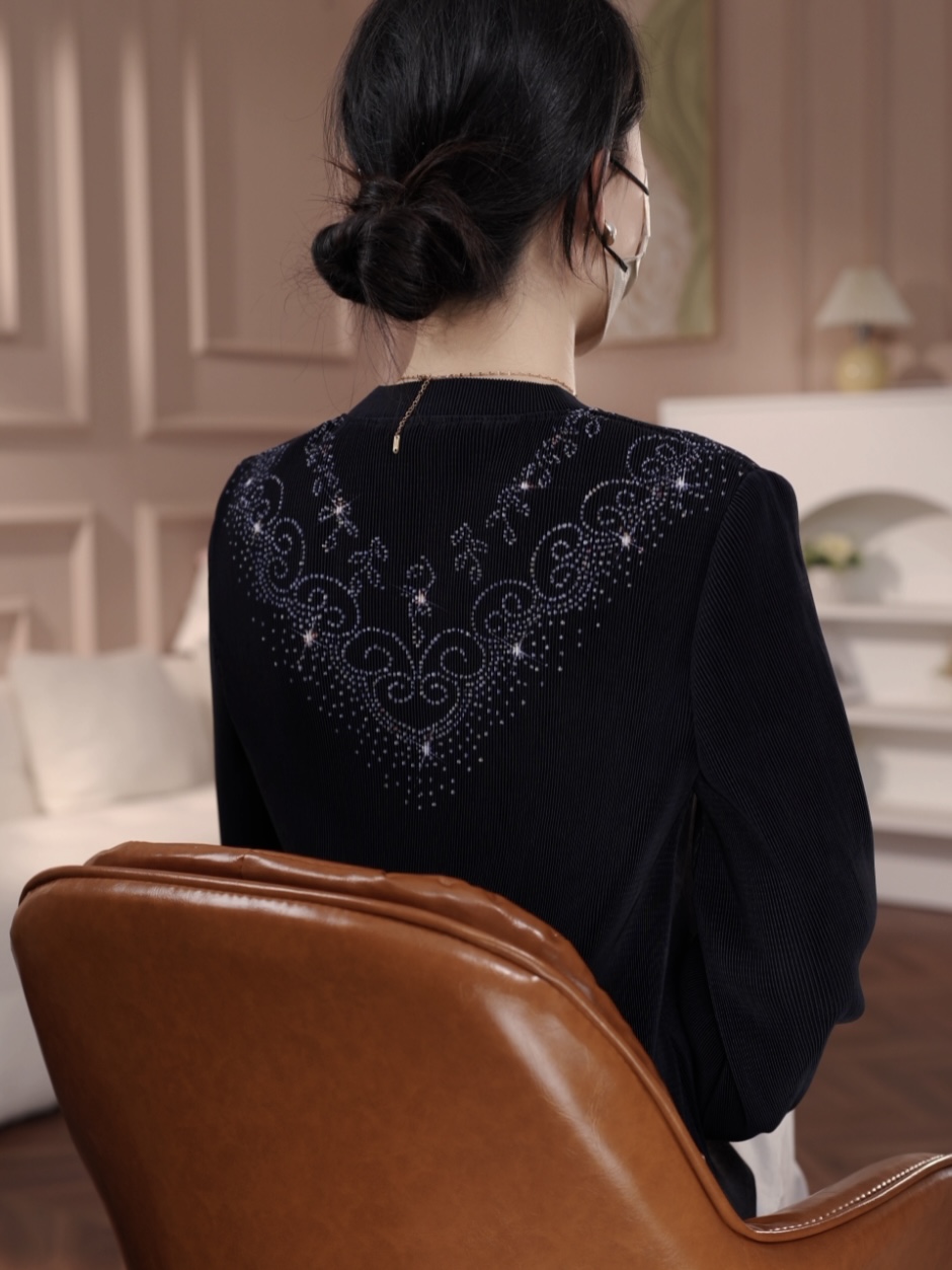 T恤常规长袖耐磨百搭洋气气质提花印花#84