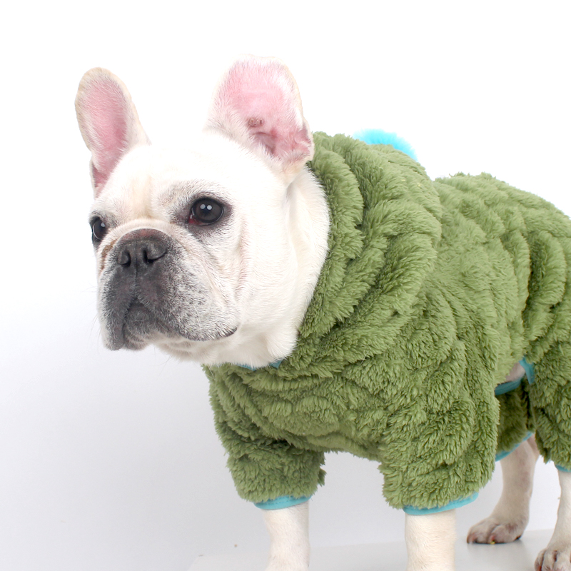 TIGERDOG小狗法斗巴哥狗狗连帽加绒保暖加厚秋冬宠物衣服四脚衣