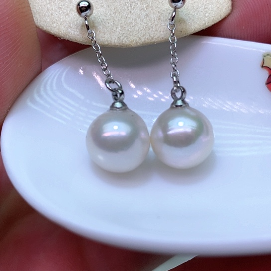 银S925镶嵌淡水珍珠耳饰