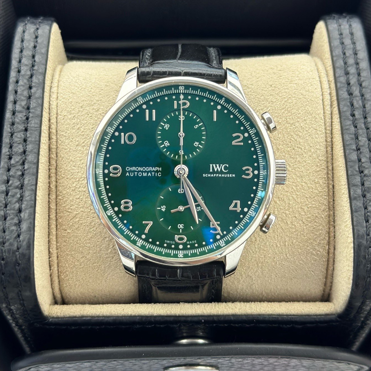 99新 IWC/万国 99新计时自动机械绿盘男表表径41mm