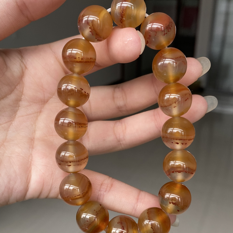 黄冰纱花玛瑙手串