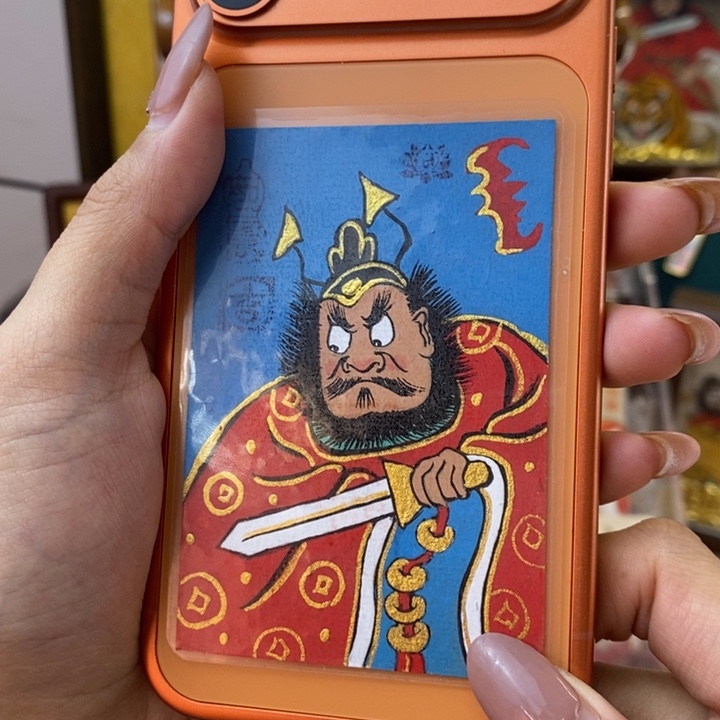 孤品朱砂奎爷蓝色经典小背贴