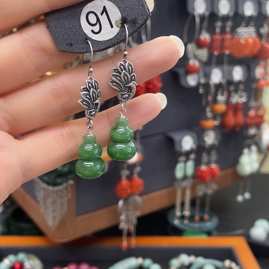 和田玉耳饰银S925镶嵌用****8718ujkjjhh