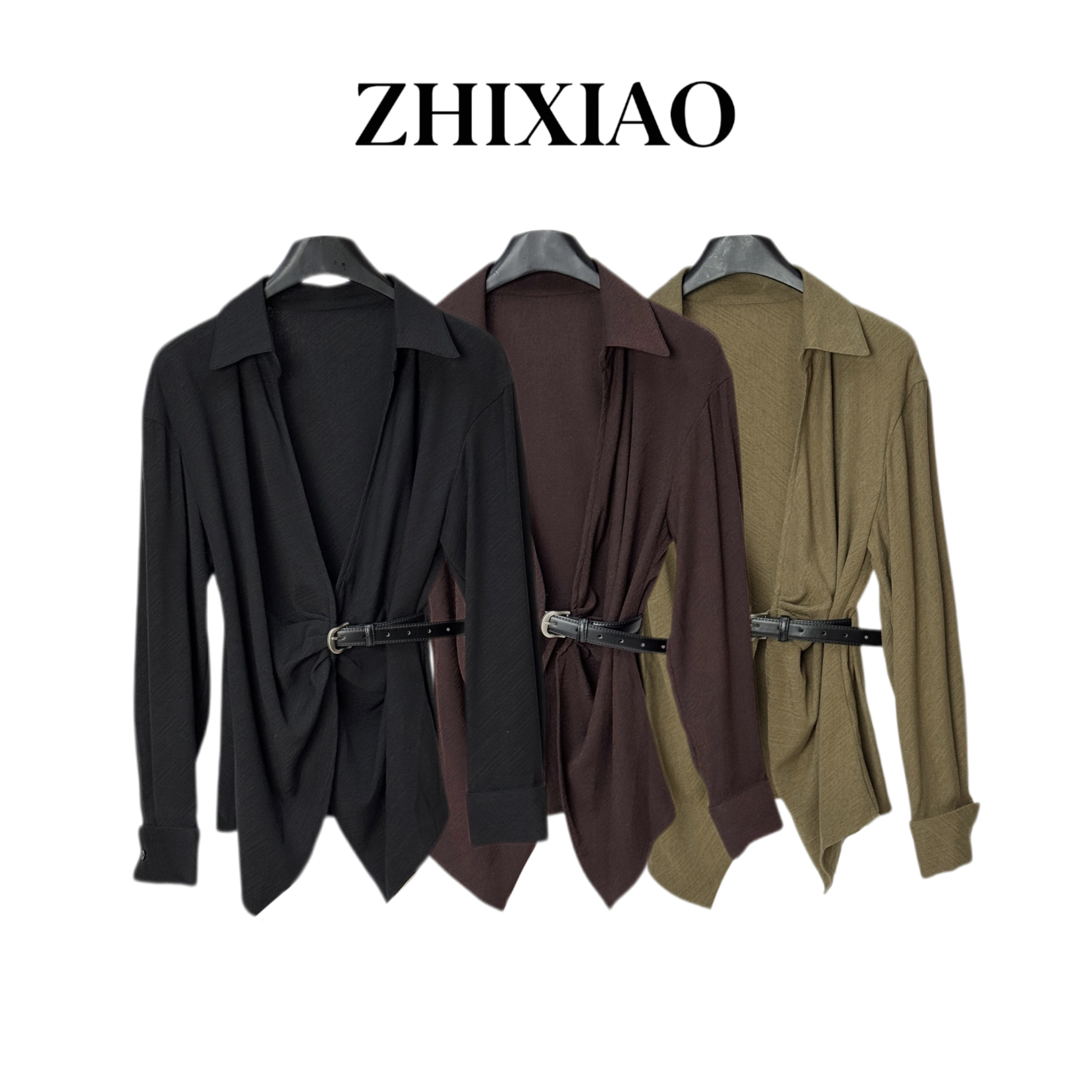 【ZHIXIAO】秋冬新款：设计款腰带衬衣36005-1