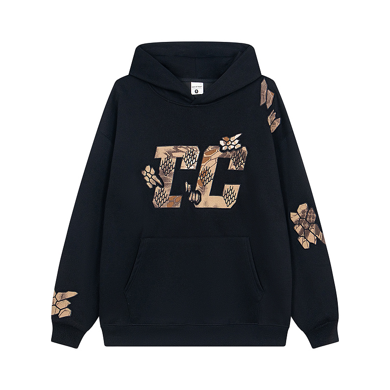 春季欧美街头潮流宽松贴布刺绣连帽卫衣美式复古学生帽衫中性风