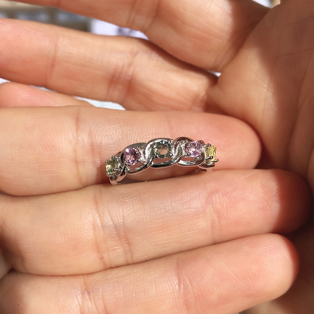 银S925镶嵌碧玺戒指