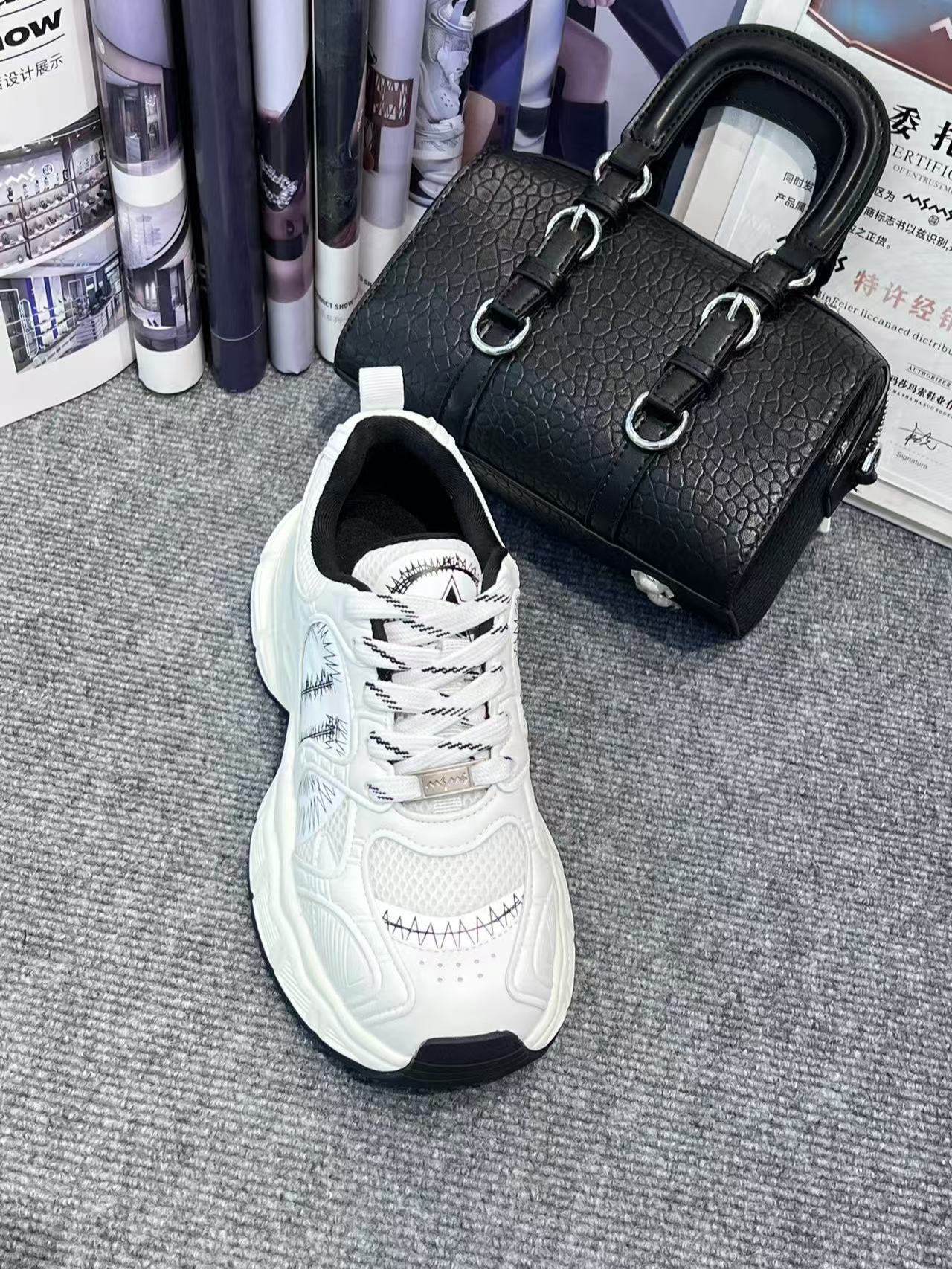 175-1802玛莎玛索2025早春新款时尚洋气老爹鞋圆头厚底纯皮配网