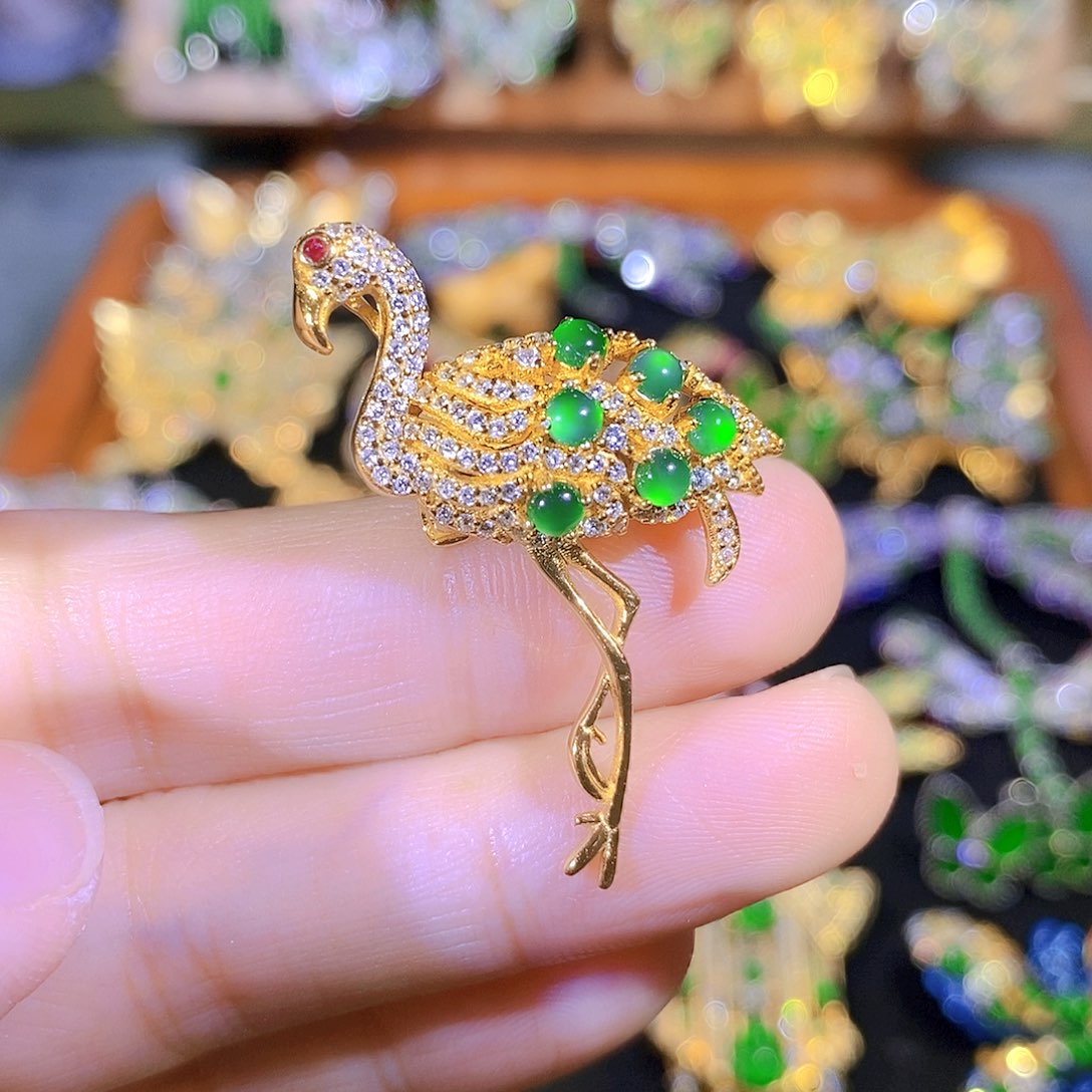 吊坠(不含链)银S925镶嵌翡翠