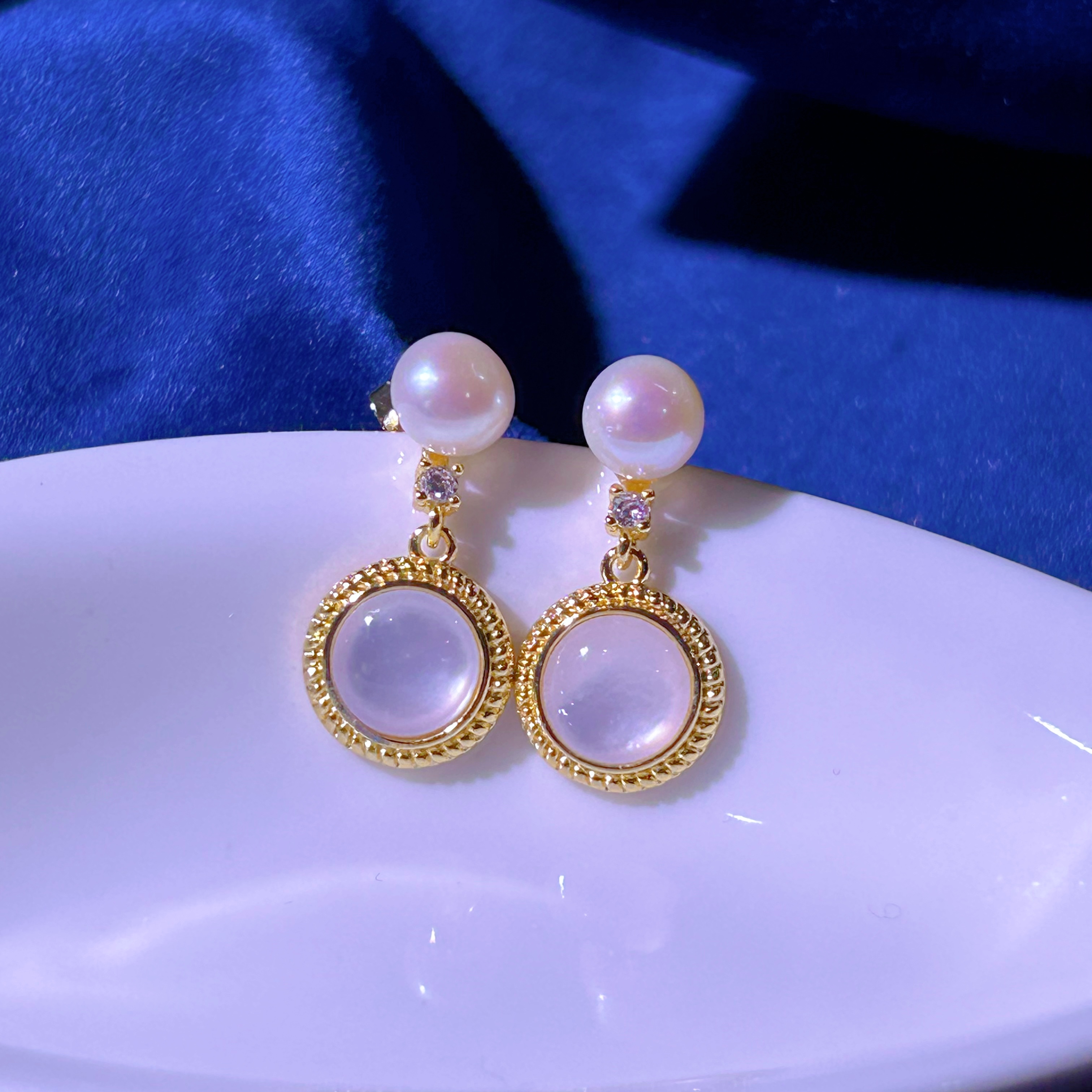 天然淡水珍珠耳饰-DS066