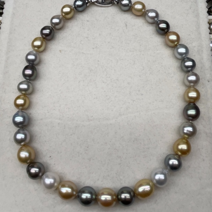 未镶嵌项链海水珍珠三兄弟混彩10.5-12