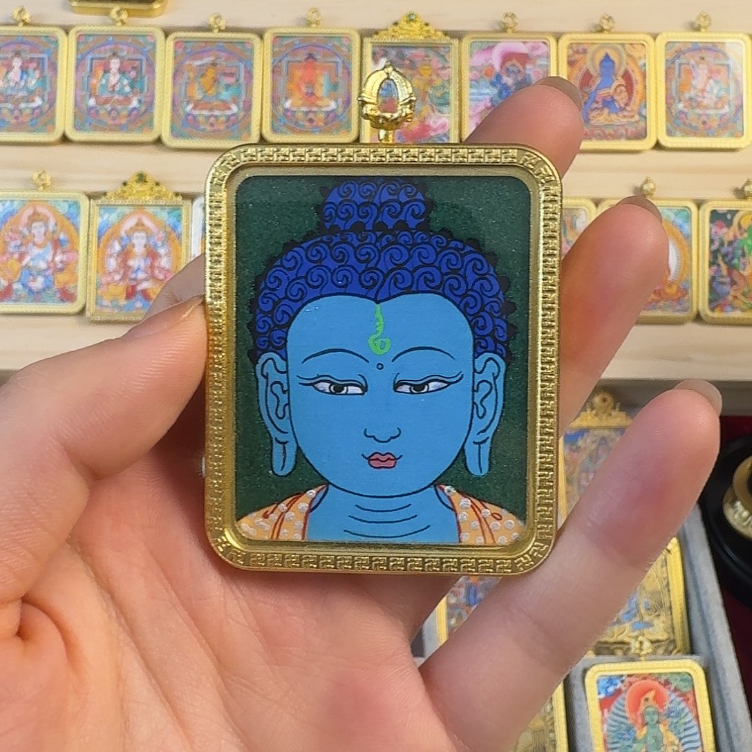 吊坠药师佛，热贡纯手绘