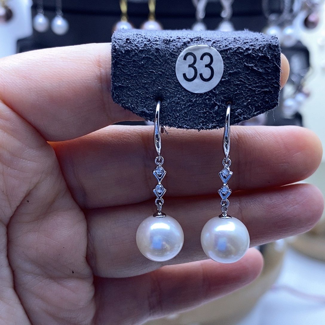 银S925镶嵌淡水珍珠耳饰