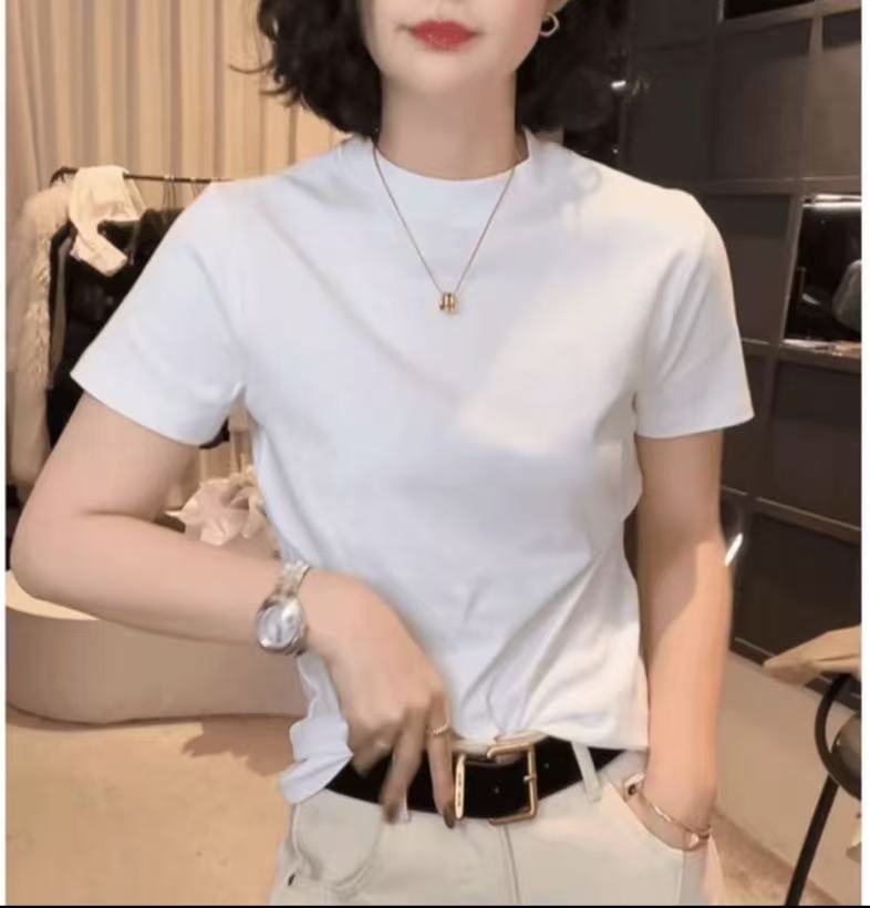 《优麦汇》Y1171早春款圆领设计感时尚百搭短袖显瘦上衣款女