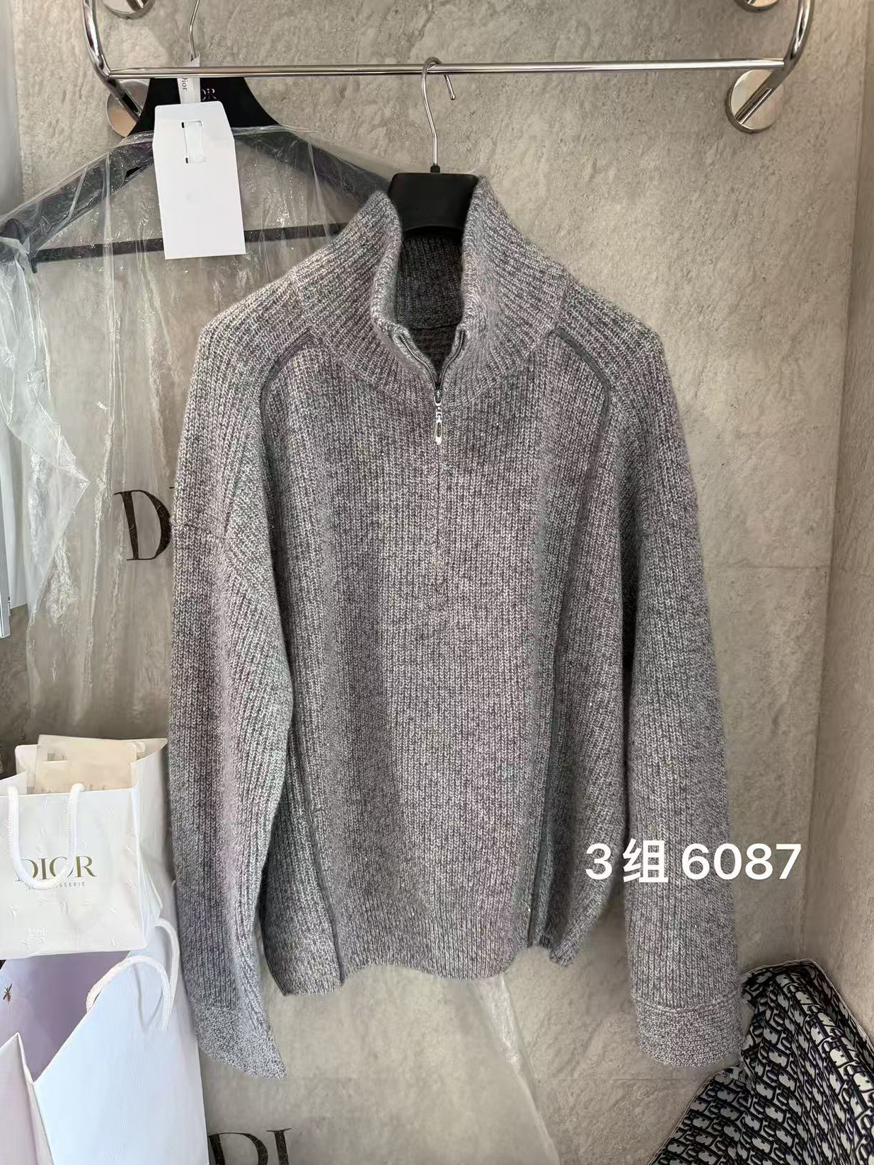 M1750【库存勿动】时尚拉链高领纯色毛衣双色可选衣长60款号VE6087