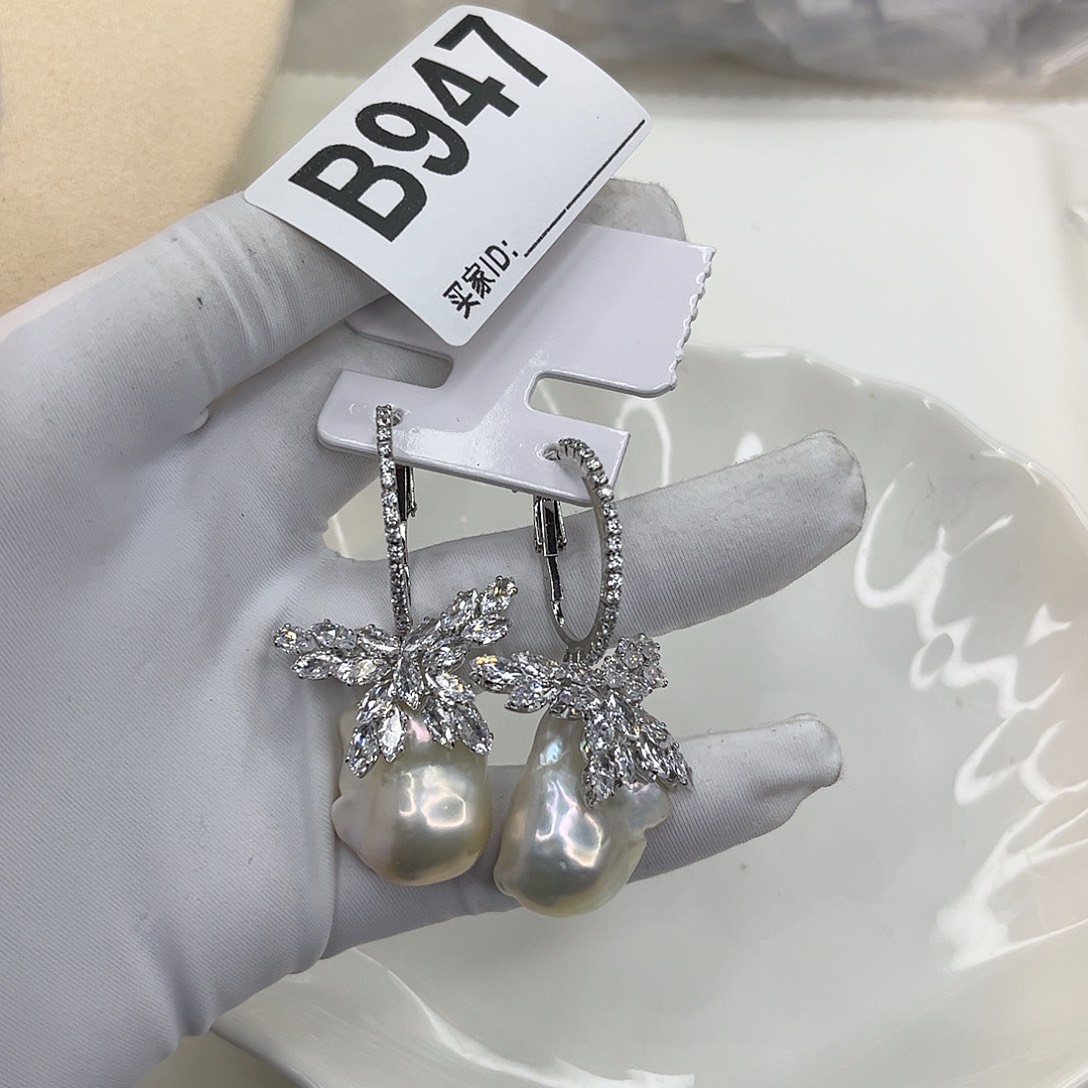 合金淡水珍珠耳饰