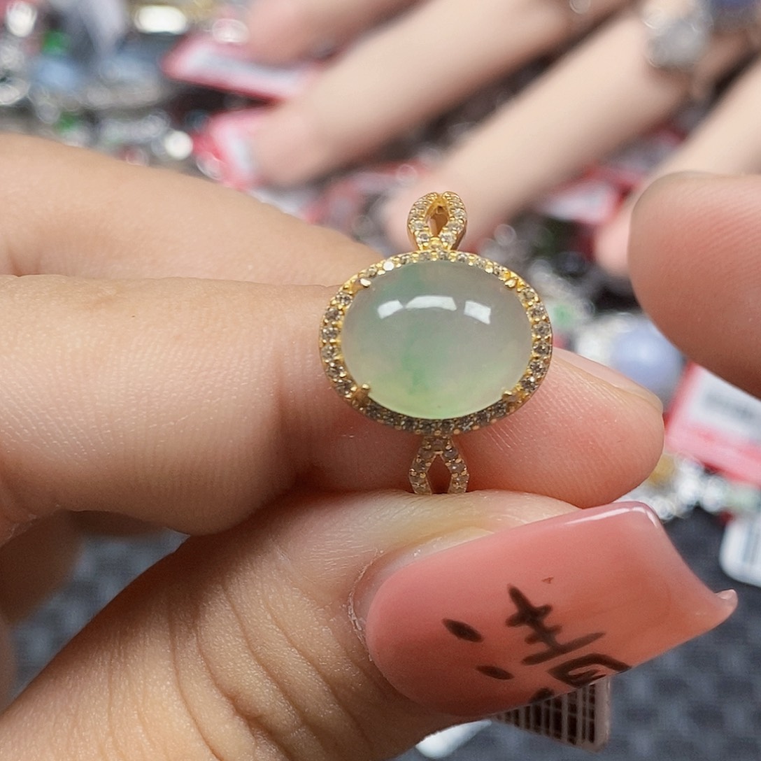 翡翠银S925镶嵌戒指