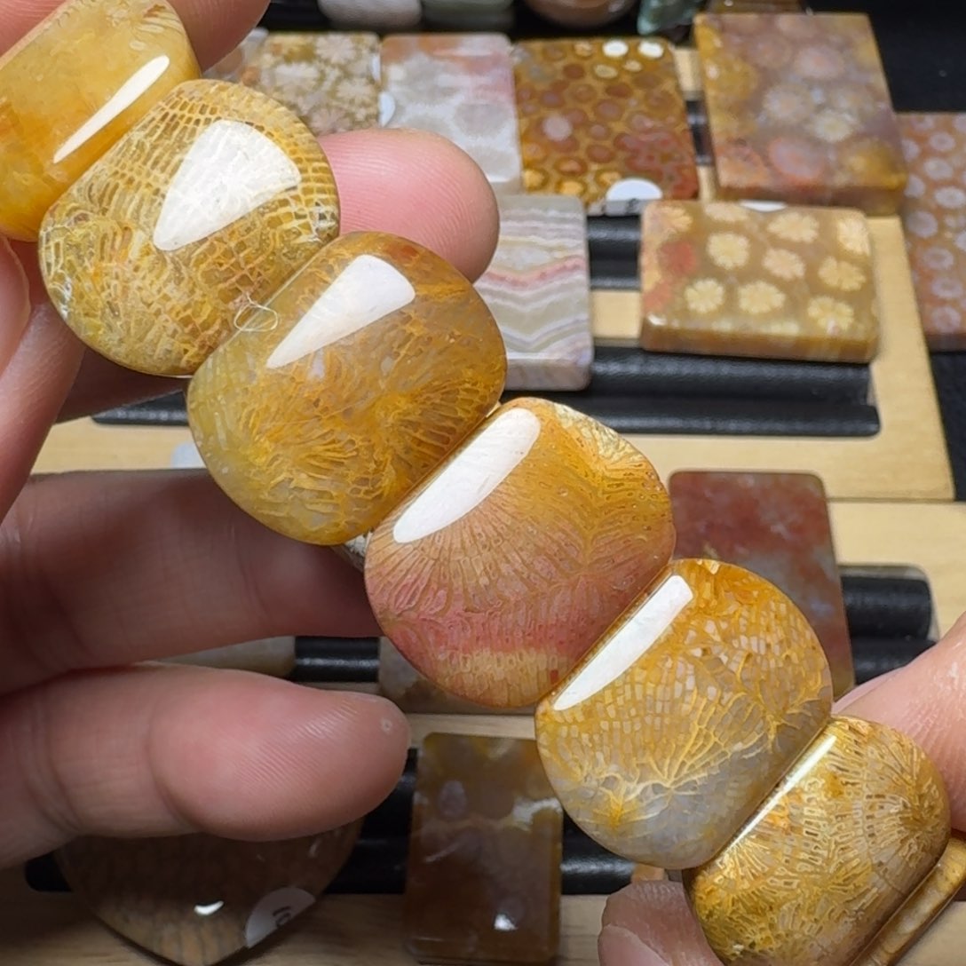 硅化珊瑚（珊瑚玉）纯天然色有机玉石未镶嵌