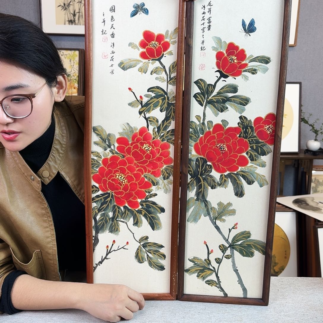 国画手绘带框尺寸：20*70