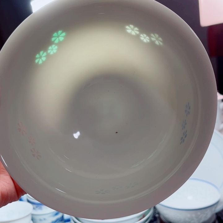 青花玲珑6寸面碗三星花彩玲珑