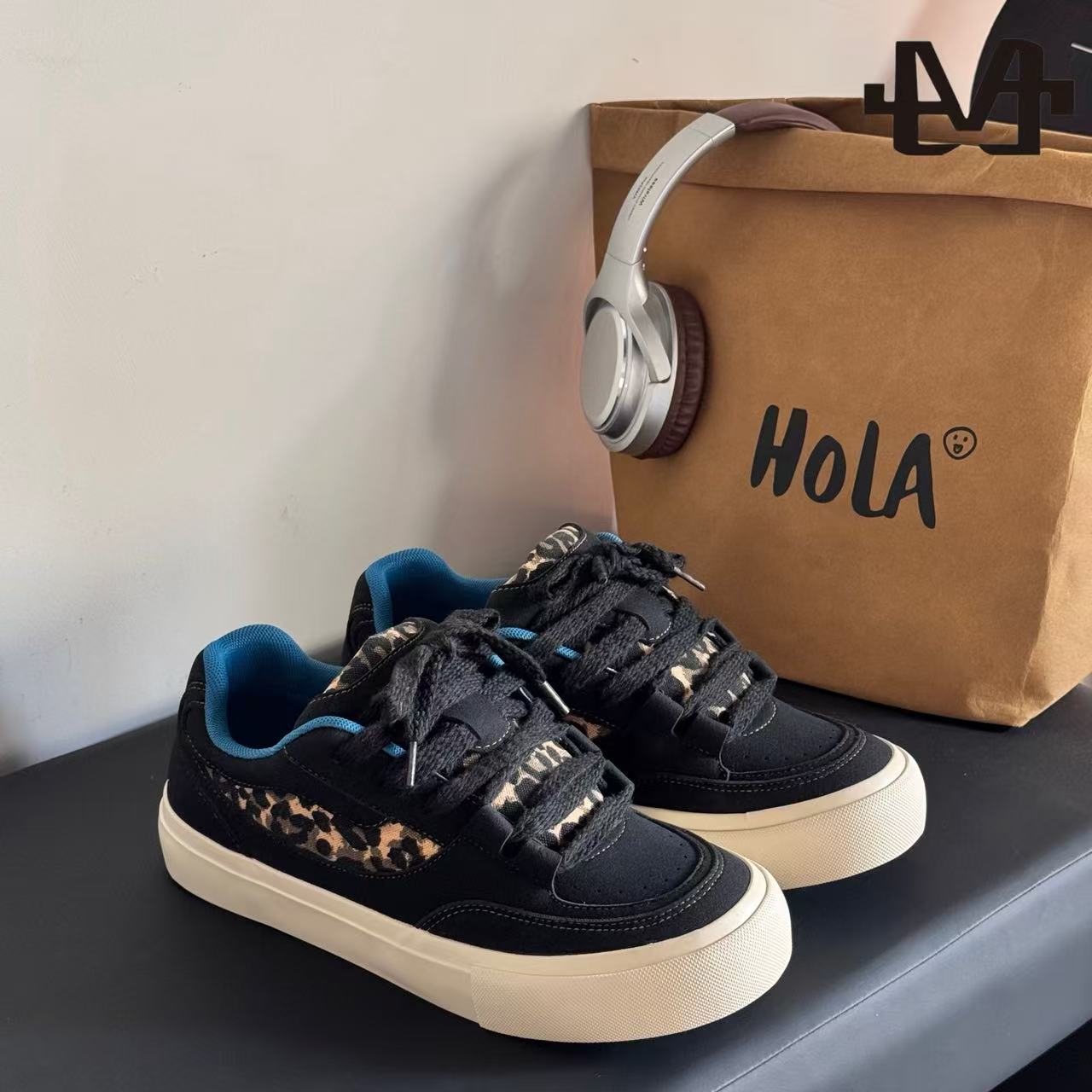 【原创设计】豹纹2026新款男鞋痞帅板鞋秋季小众休闲面包鞋男