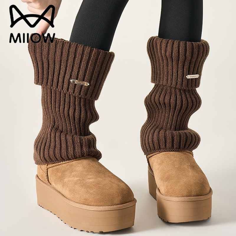 猫人袜套女秋冬款加厚保暖y2k金属标腿套小腿堆堆袜冬季配雪地靴