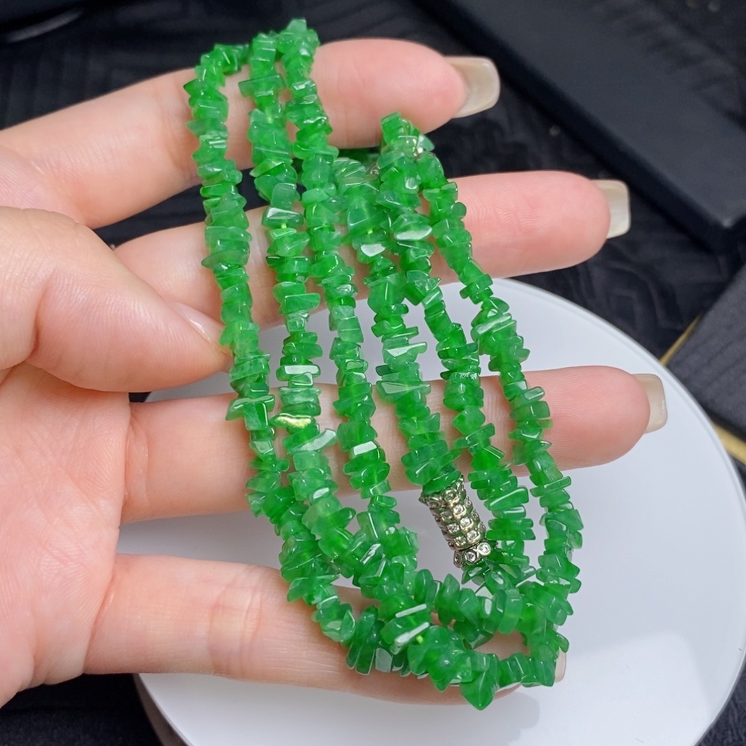 翡翠未镶嵌项链碎碎手链项链两用款