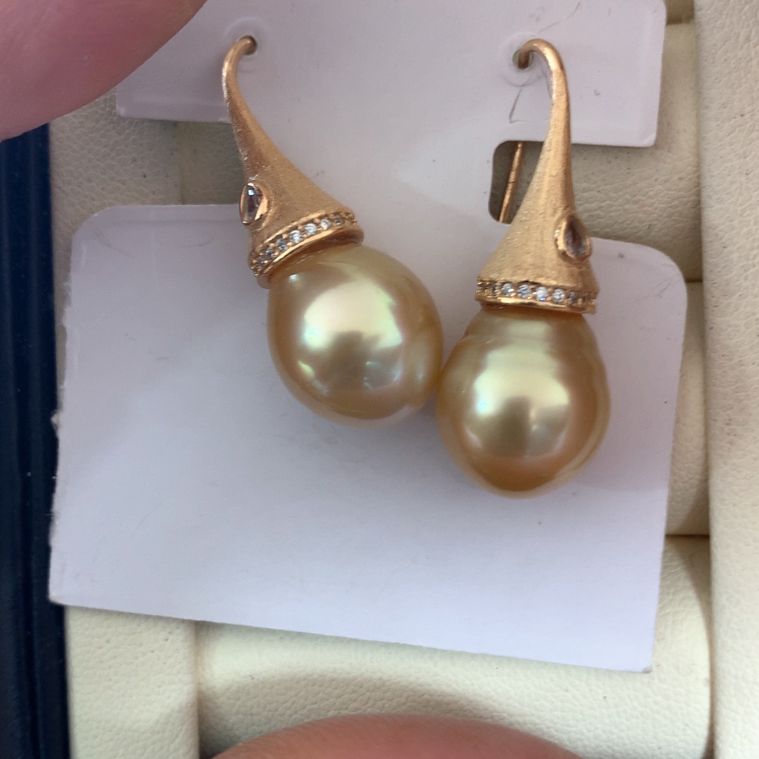 海水珍珠耳饰银S925镶嵌