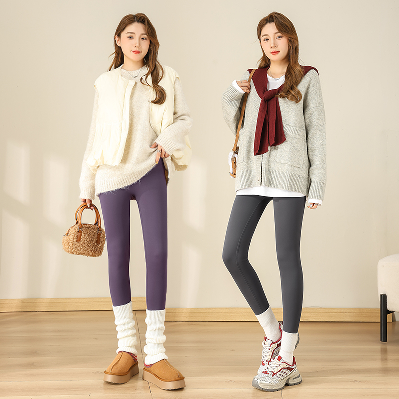 新款羊绒蚕丝鲨鱼裤女外穿2025秋冬加绒加厚收腹提臀瑜伽打底裤