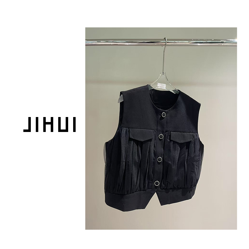 【JIHUI】25K00244 2025新款时尚气质小众口袋马甲