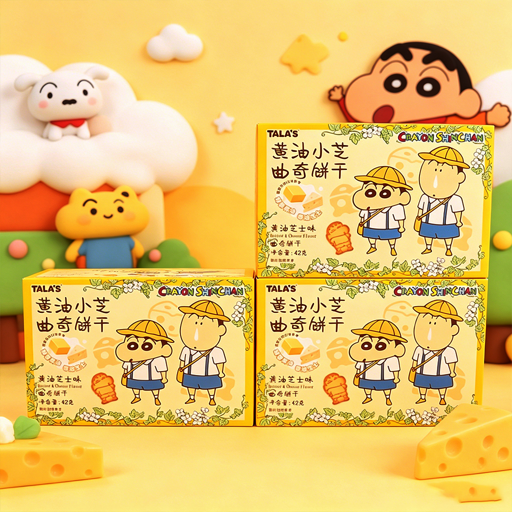 【2盒】蜡笔小新黄油芝士曲奇饼干蜡笔小新联名饼干解馋零食