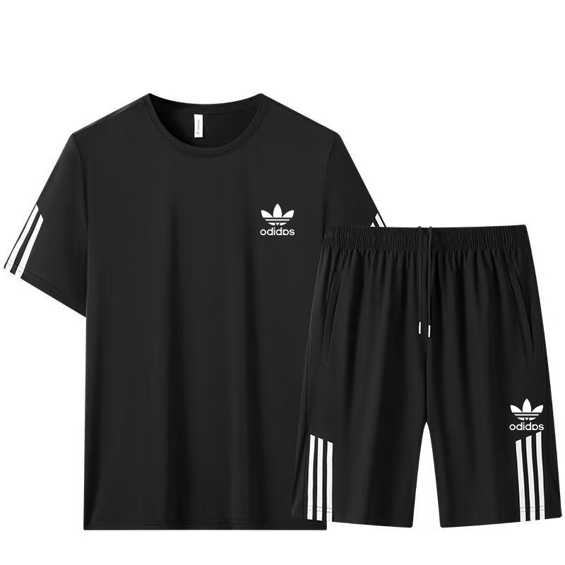 短袖短裤情侣青少年跑步运动套装夏季休闲职场休闲风薄款套装