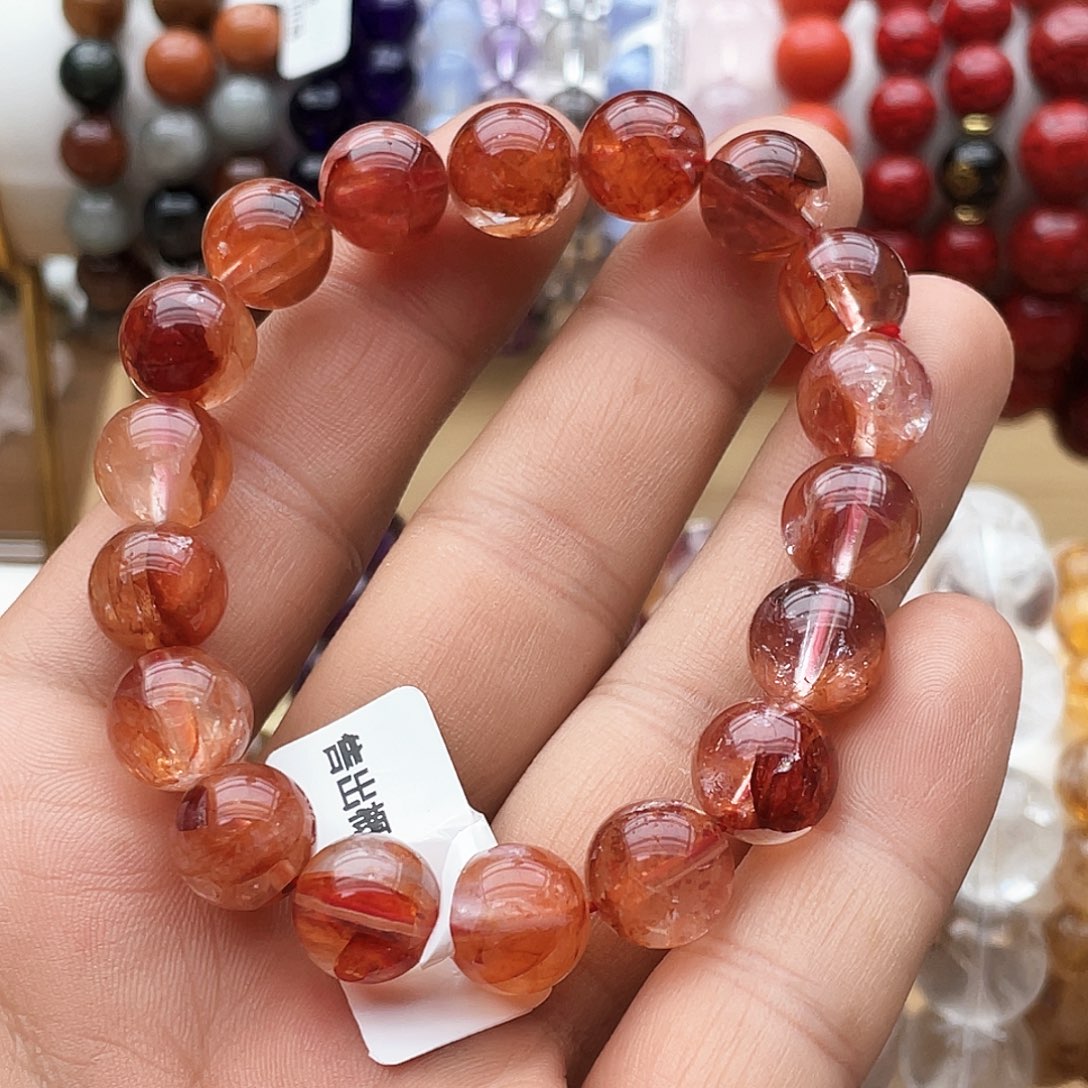 未镶嵌手串烟晶卡11红胶花