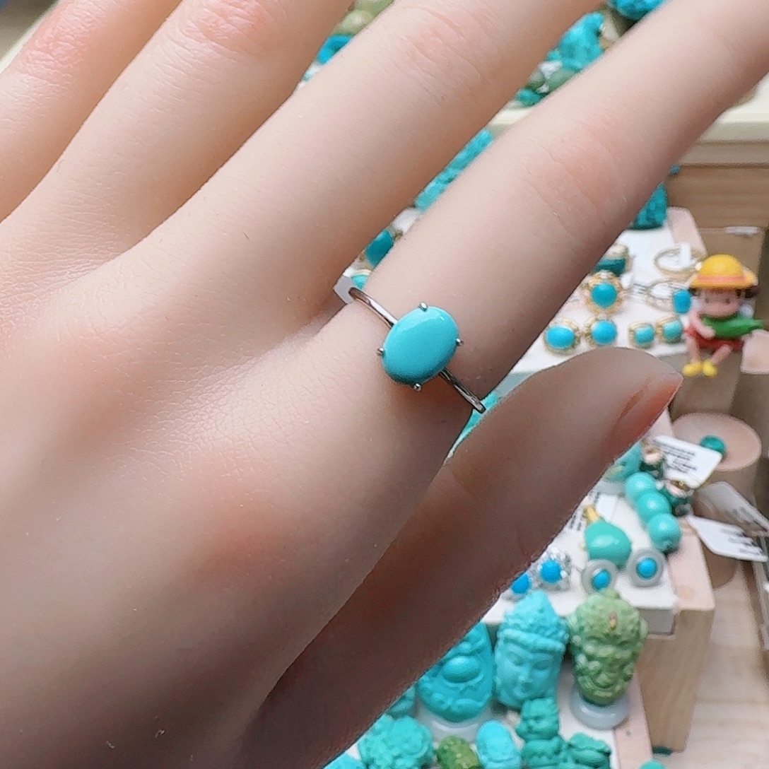 绿松石银S925镶嵌戒指