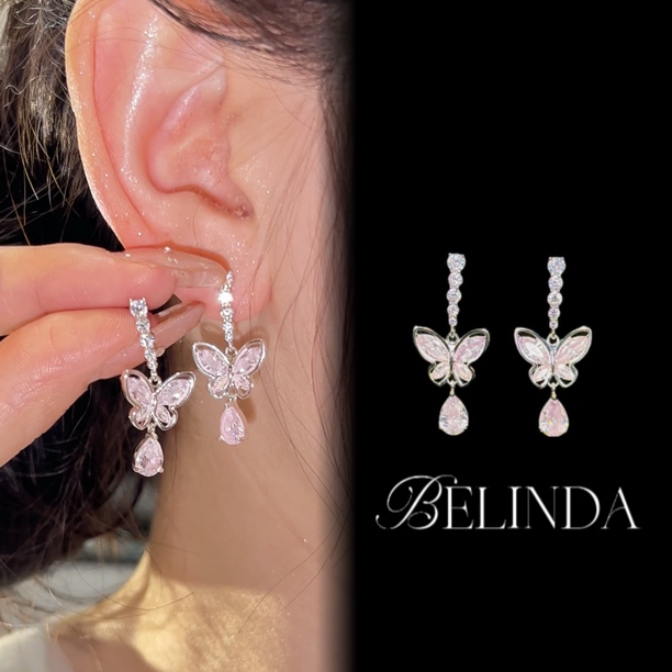 铜合金锆石耳饰 E10052气质时尚百搭轻奢蝴蝶耳饰