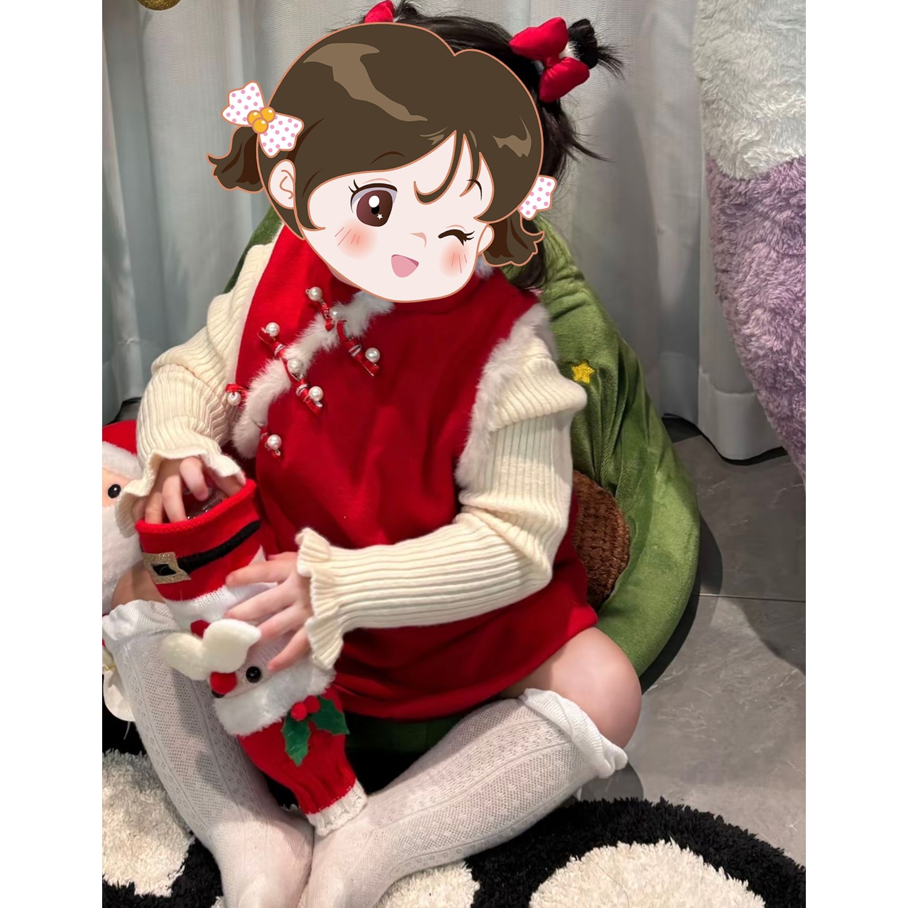 728-红色加绒年款旗袍