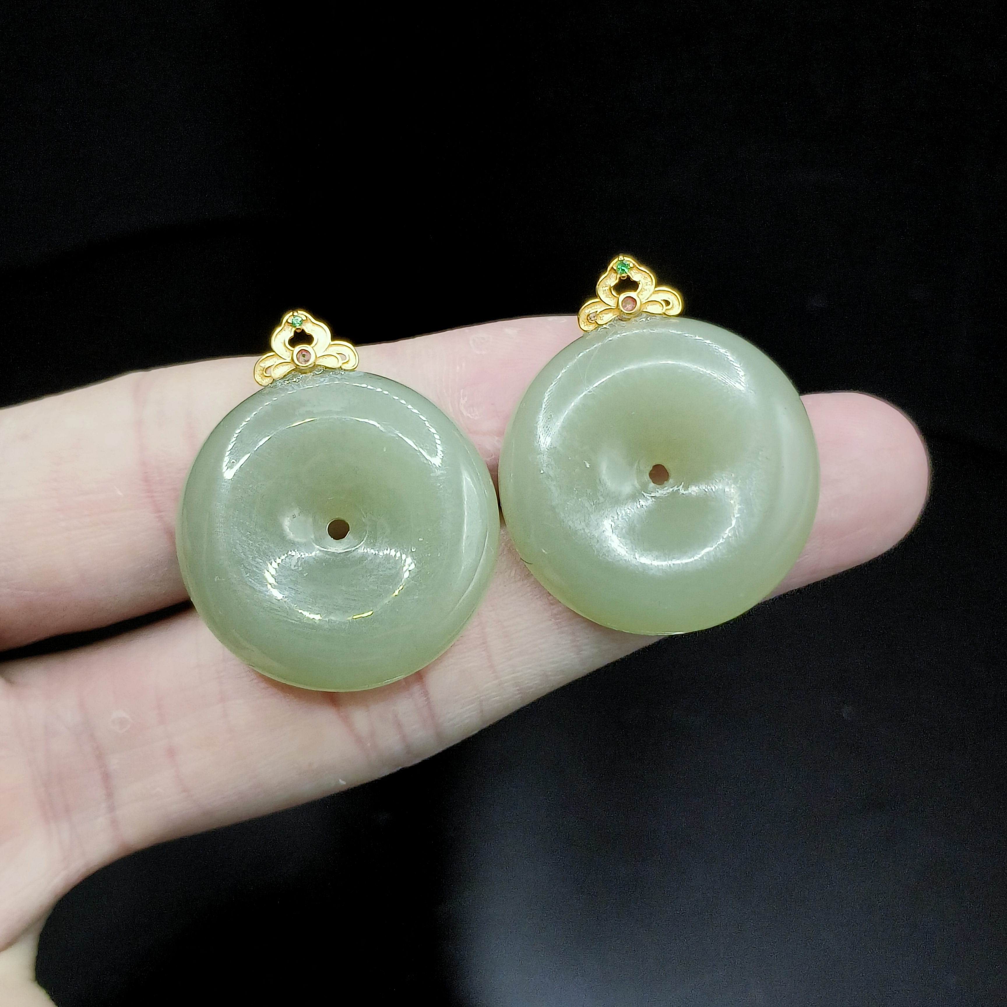 S925银和田玉平安扣吊坠赠链J16【多样性发其一】约24-6mm