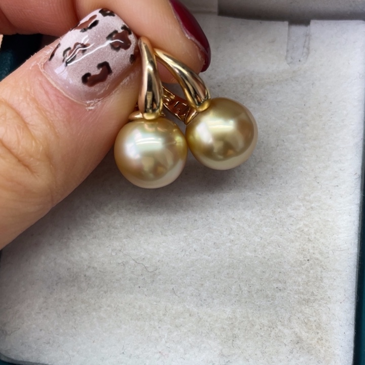 海水珍珠耳饰银S925镶嵌