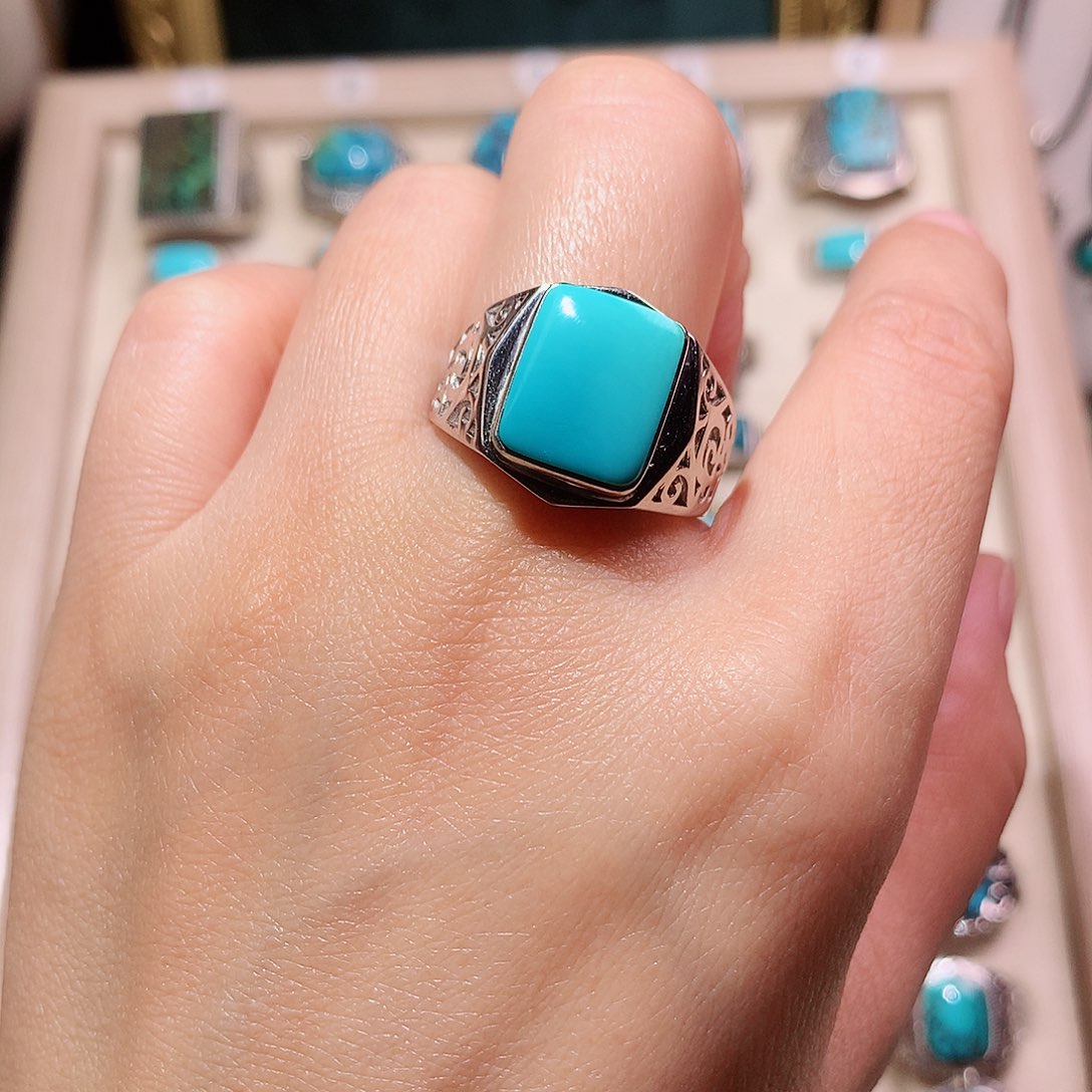 挣***钱银S925镶嵌绿松石挂件