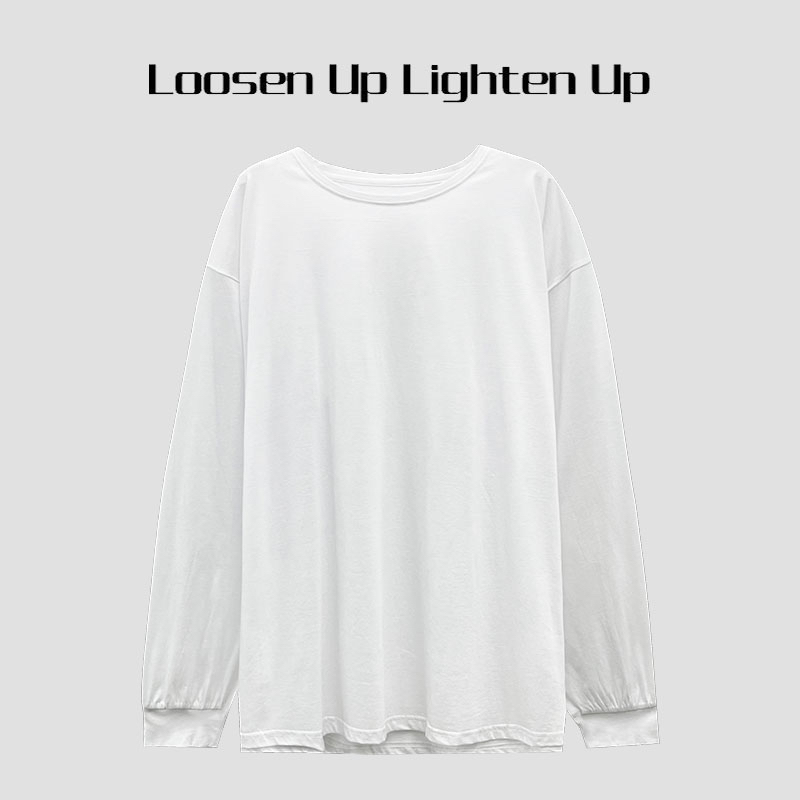 Loosen Up【呼吸感】桑蚕丝亚麻长绒棉圆领长袖宽松休闲百搭打底衫
