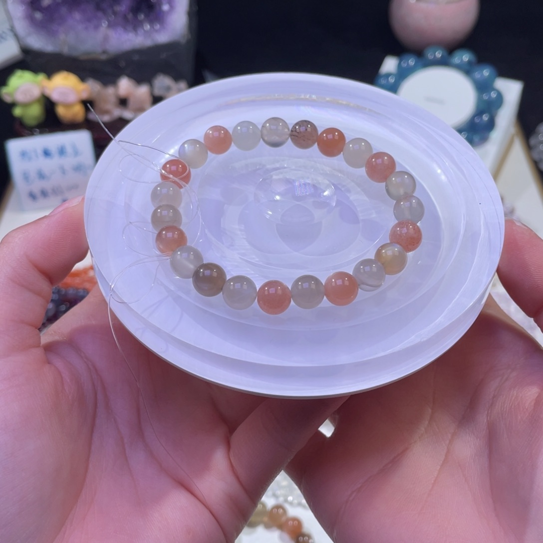 未镶嵌手链水晶焦糖奶茶色彩月光石8mm