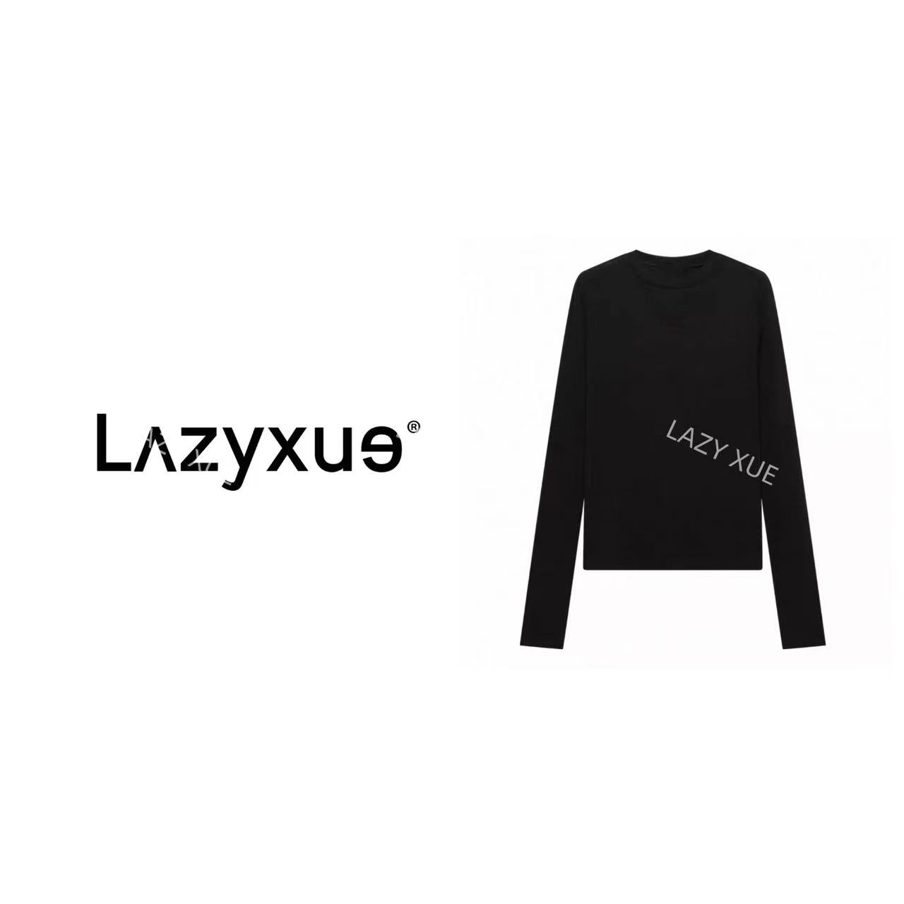 LAZYXUE薛懒懒/"共鸣"新款胸口小刺绣圆领百搭简约长袖T恤 71522