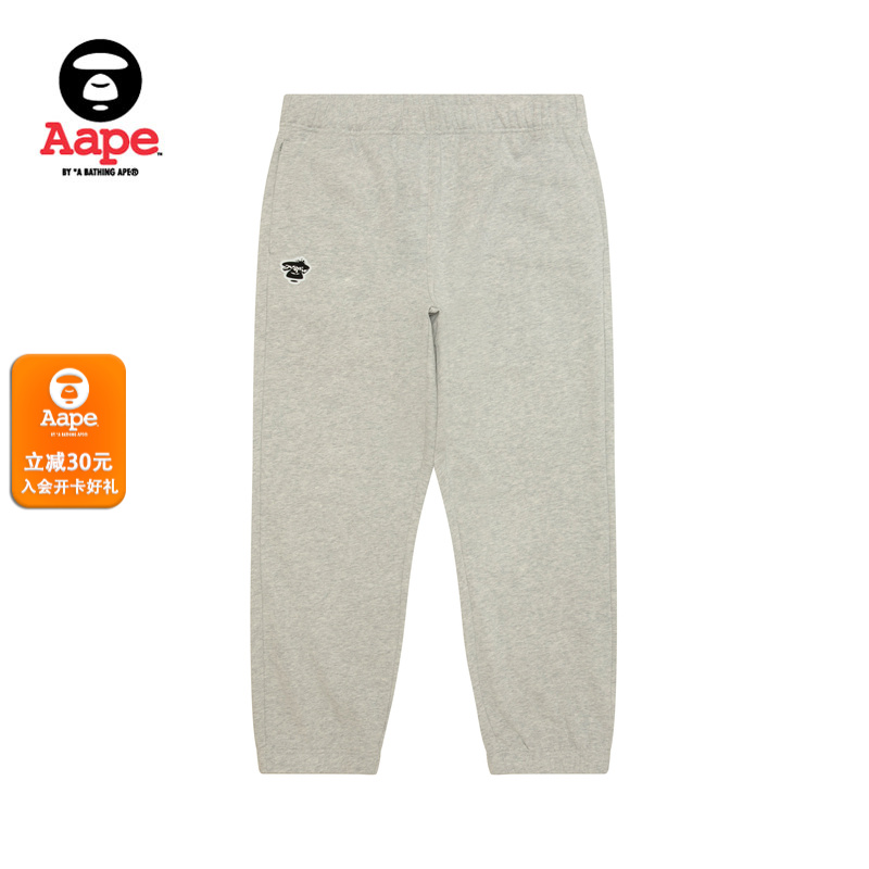 Aape旗舰店男装25秋冬猿人徽章字母印花潮流休闲束脚裤C645XAP