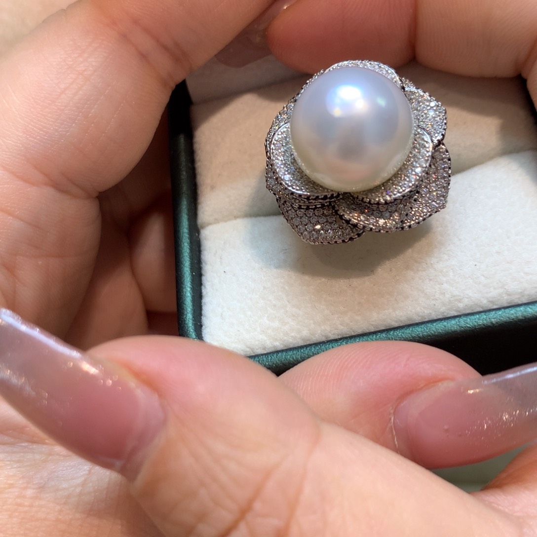 海水珍珠戒指银S925镶嵌